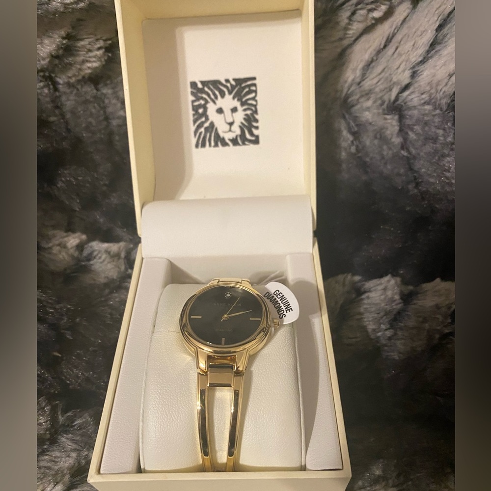 Anne Klein Women's Genuine Diamond Dial Bangle Watch NEW In Box - Picture 2 of 10